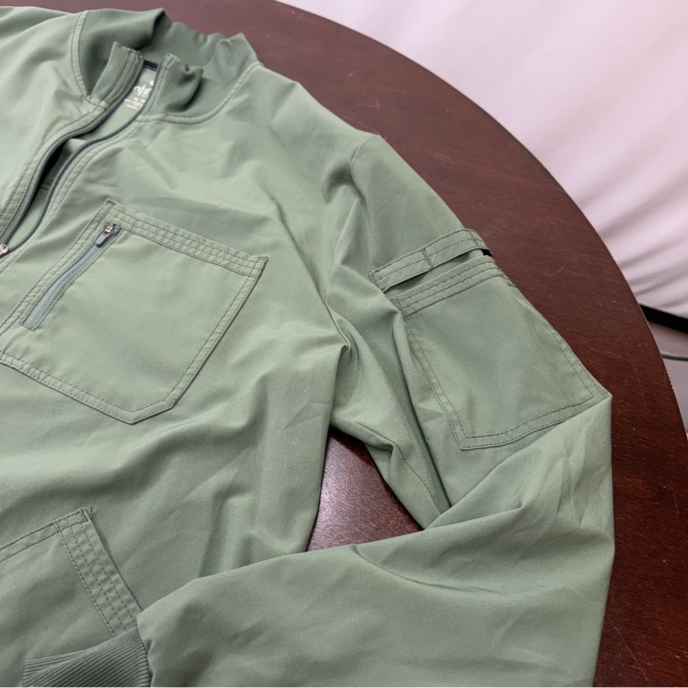 Men's Olive Green Lightweight Zip-Front Shirt Jacket - Picture 5 of 8